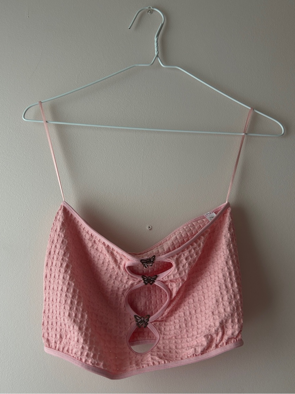 Urban Outfitters pink butterfly cutout tube top